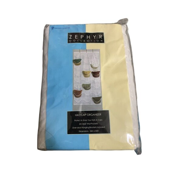 Zephyr 24 Clear Pockets Hat Organizer Hanging Baseball Cap for Closet Door Wall - Picture 1 of 3